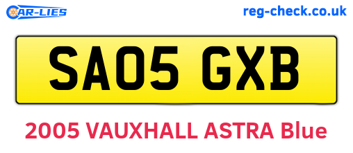 SA05GXB are the vehicle registration plates.