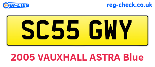 SC55GWY are the vehicle registration plates.