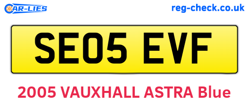 SE05EVF are the vehicle registration plates.