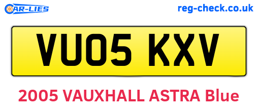 VU05KXV are the vehicle registration plates.