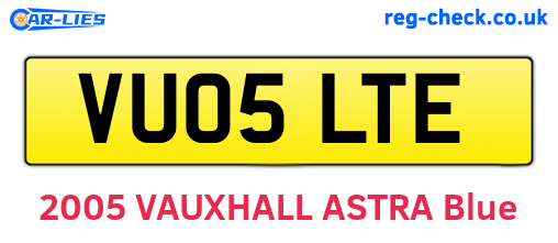VU05LTE are the vehicle registration plates.