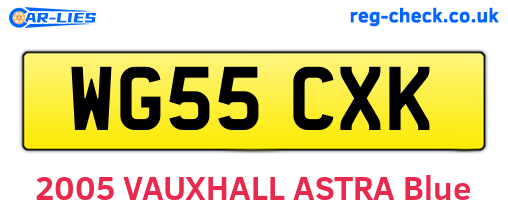 WG55CXK are the vehicle registration plates.