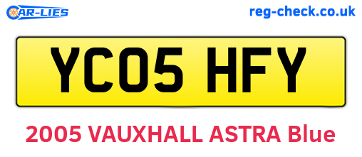 YC05HFY are the vehicle registration plates.