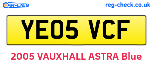 YE05VCF are the vehicle registration plates.