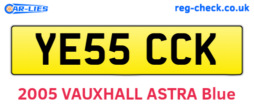 YE55CCK are the vehicle registration plates.
