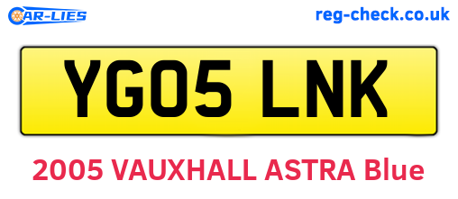 YG05LNK are the vehicle registration plates.