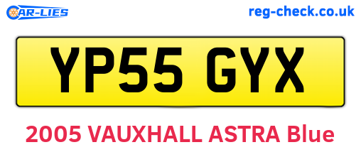 YP55GYX are the vehicle registration plates.