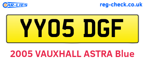 YY05DGF are the vehicle registration plates.