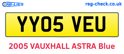 YY05VEU are the vehicle registration plates.