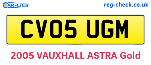 CV05UGM are the vehicle registration plates.