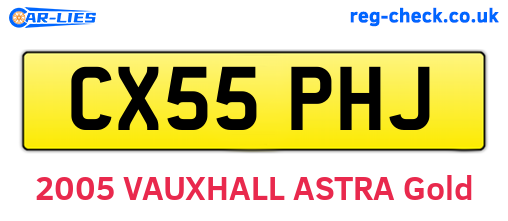 CX55PHJ are the vehicle registration plates.