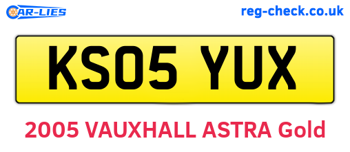 KS05YUX are the vehicle registration plates.