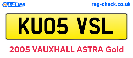 KU05VSL are the vehicle registration plates.