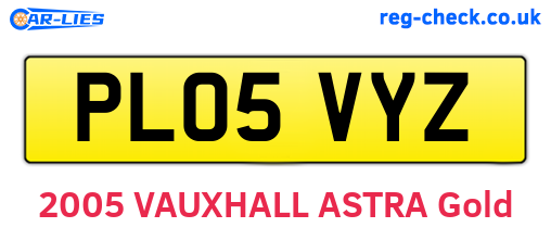 PL05VYZ are the vehicle registration plates.