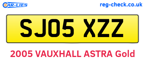 SJ05XZZ are the vehicle registration plates.