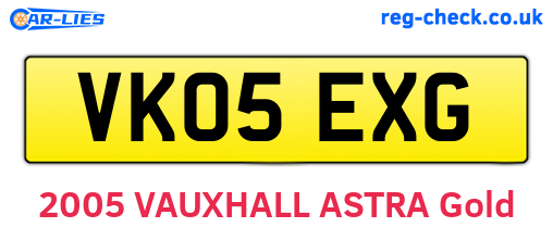 VK05EXG are the vehicle registration plates.