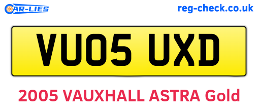 VU05UXD are the vehicle registration plates.