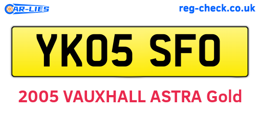 YK05SFO are the vehicle registration plates.