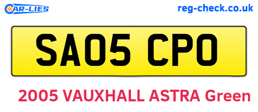 SA05CPO are the vehicle registration plates.
