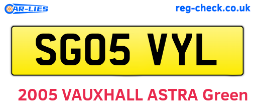 SG05VYL are the vehicle registration plates.