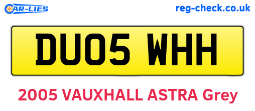 DU05WHH are the vehicle registration plates.