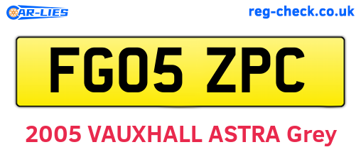 FG05ZPC are the vehicle registration plates.