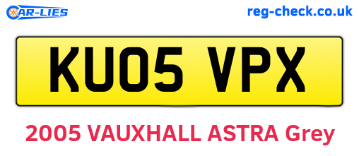 KU05VPX are the vehicle registration plates.