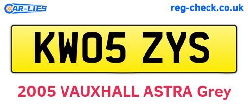 KW05ZYS are the vehicle registration plates.