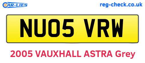 NU05VRW are the vehicle registration plates.