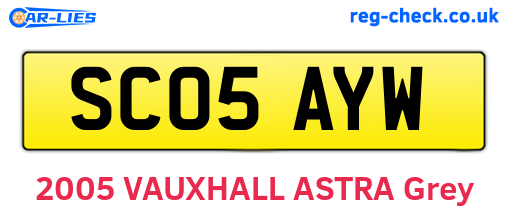 SC05AYW are the vehicle registration plates.