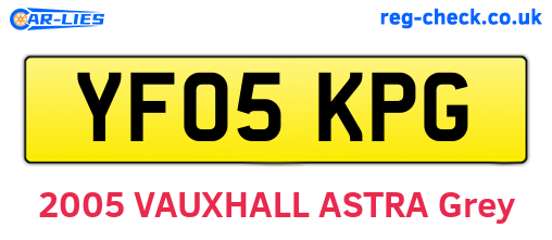 YF05KPG are the vehicle registration plates.