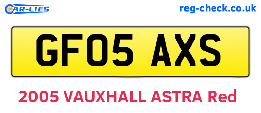 GF05AXS are the vehicle registration plates.