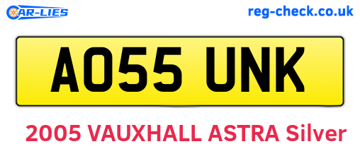 AO55UNK are the vehicle registration plates.