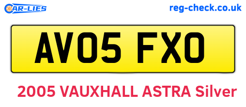 AV05FXO are the vehicle registration plates.