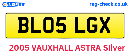 BL05LGX are the vehicle registration plates.