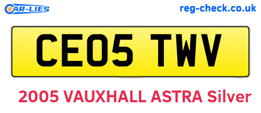 CE05TWV are the vehicle registration plates.