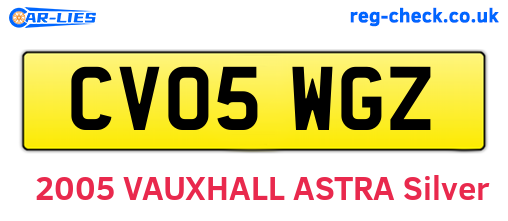 CV05WGZ are the vehicle registration plates.