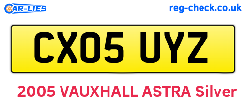 CX05UYZ are the vehicle registration plates.