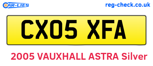 CX05XFA are the vehicle registration plates.