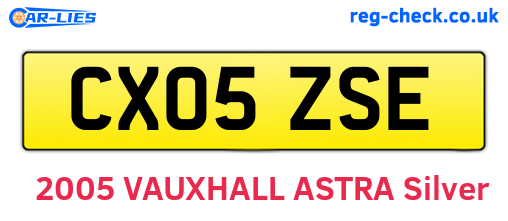 CX05ZSE are the vehicle registration plates.