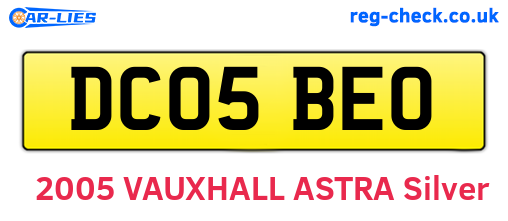 DC05BEO are the vehicle registration plates.