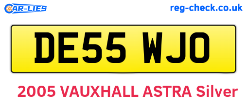 DE55WJO are the vehicle registration plates.