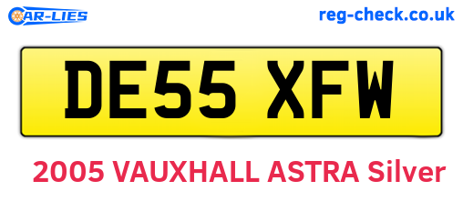 DE55XFW are the vehicle registration plates.