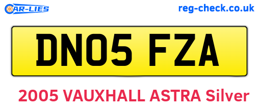 DN05FZA are the vehicle registration plates.