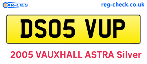DS05VUP are the vehicle registration plates.
