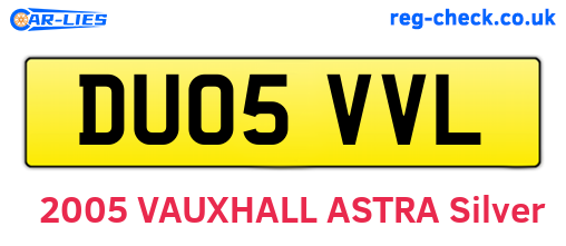 DU05VVL are the vehicle registration plates.