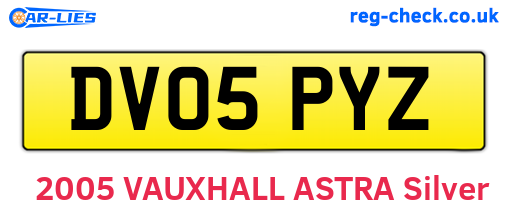 DV05PYZ are the vehicle registration plates.