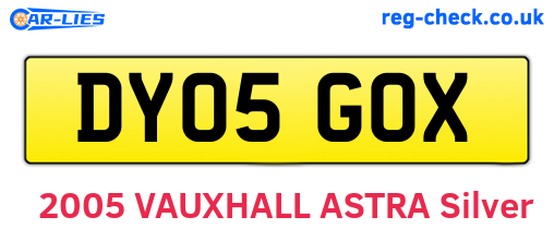 DY05GOX are the vehicle registration plates.