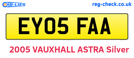 EY05FAA are the vehicle registration plates.
