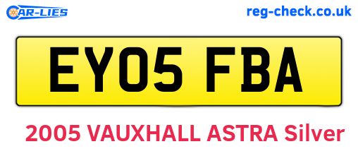EY05FBA are the vehicle registration plates.
